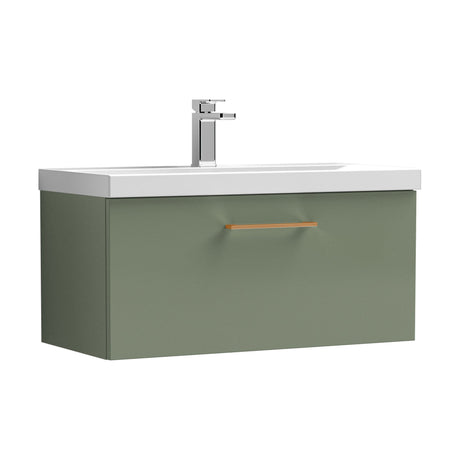 [BFLE825AH019] Bramshall Wall Hung 1 Drawer Vanity Unit with Mid-Edge Ceramic Basin - Choice of Colour, Handle Finish and Size - Cutout