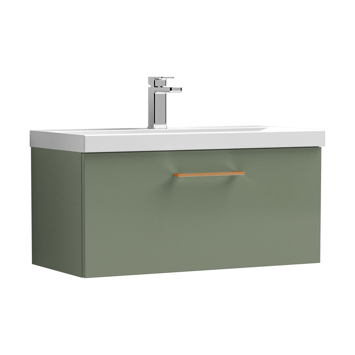 [BFLE825AH019] Bramshall Wall Hung 1 Drawer Vanity Unit with Mid-Edge Ceramic Basin - Choice of Colour, Handle Finish and Size - Cutout