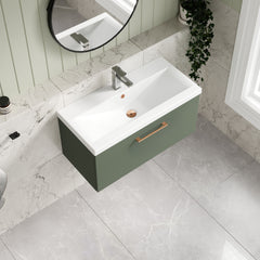 [BFLE825AH019] Bramshall Wall Hung 1 Drawer Vanity Unit with Mid-Edge Ceramic Basin 800mm - Lifestyle 2