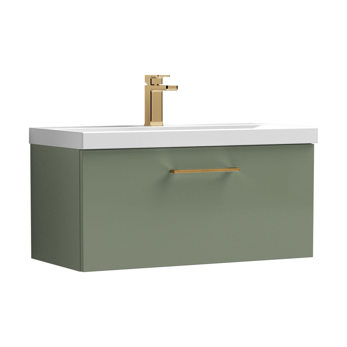 [BFLE825AH1516] Bramshall Wall Hung 1 Drawer Vanity Unit with Mid-Edge Ceramic Basin - Choice of Colour, Handle Finish and Size - Cutout