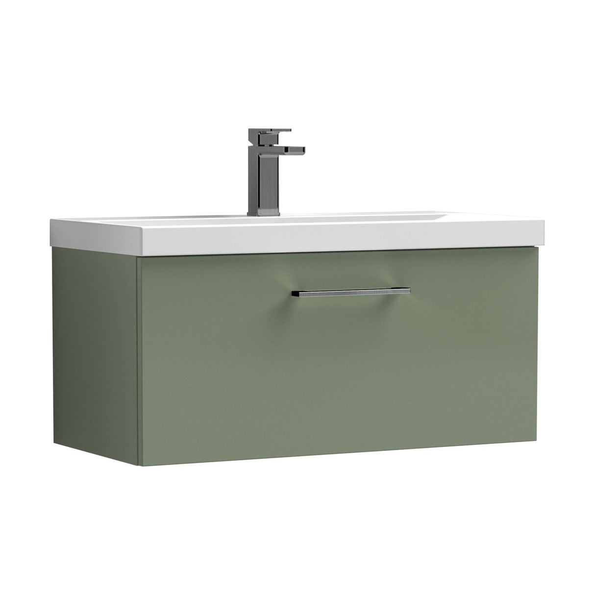 [BFLE825AH716] Bramshall Wall Hung 1 Drawer Vanity Unit with Mid-Edge Ceramic Basin - Choice of Colour, Handle Finish and Size - Cutout
