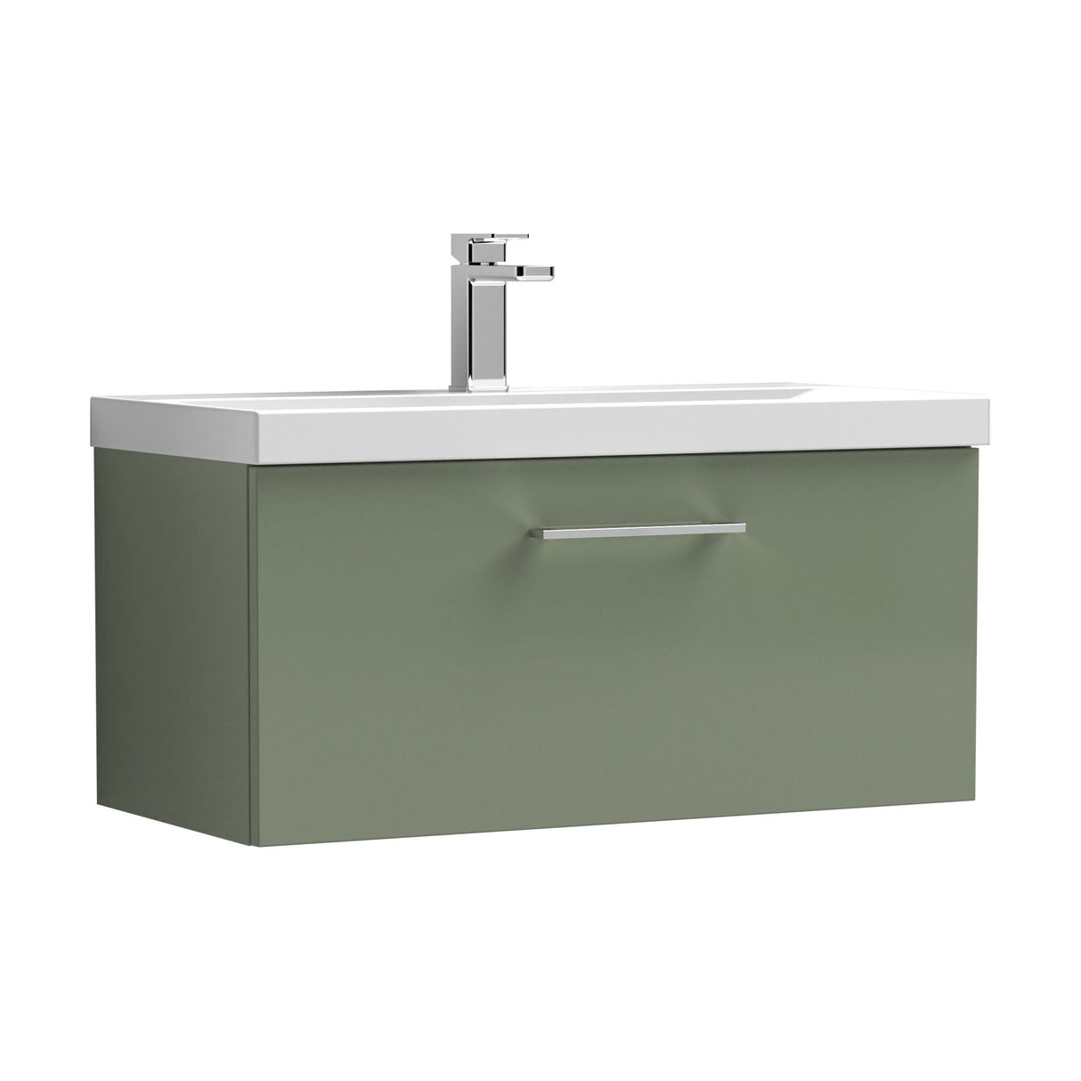 [BFLE825A] Bramshall Wall Hung 1 Drawer Vanity Unit with Mid-Edge Ceramic Basin - Choice of Colour, Handle Finish and Size - Cutout