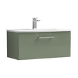 [BFLE825G] Balterley  Modern Bathroom 1 Soft Close Drawer Wall Hung Vanity Unit & Curved Basin, Satin Green, 800mm - Cutout