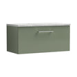 [BFLE825LBG] Balterley Level 800mm Wall Hung Vanity Unit with Laminate Worktop for Modern Bathroom Storage - Satin Green - Cutout