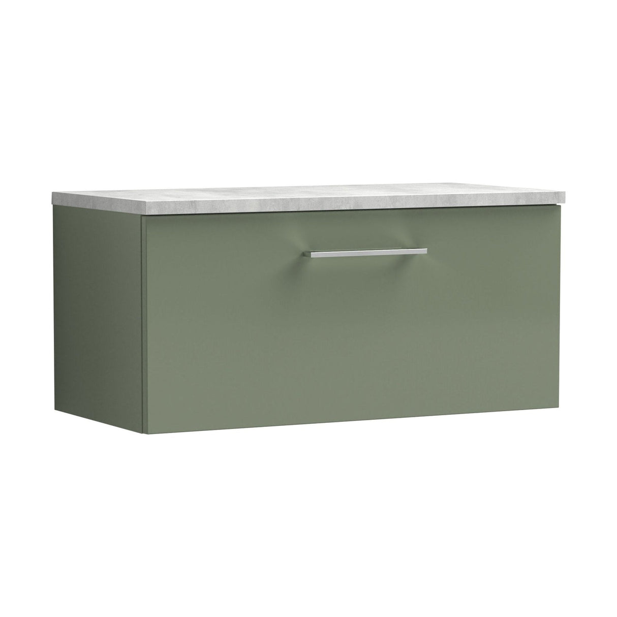 [BFLE825LBG] Bramshall Contemporary 1 Drawer Wall Hung Vanity Unit with Bellato Grey Laminate Worktop, Choice of Size and Colour - Cutout