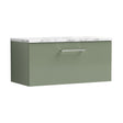 [BFLE825LCM] Balterley Level 800mm Wall Hung Single Drawer Vanity Unit with Laminate Worktop for Modern Bathroom Storage - Satin Green - Cutout