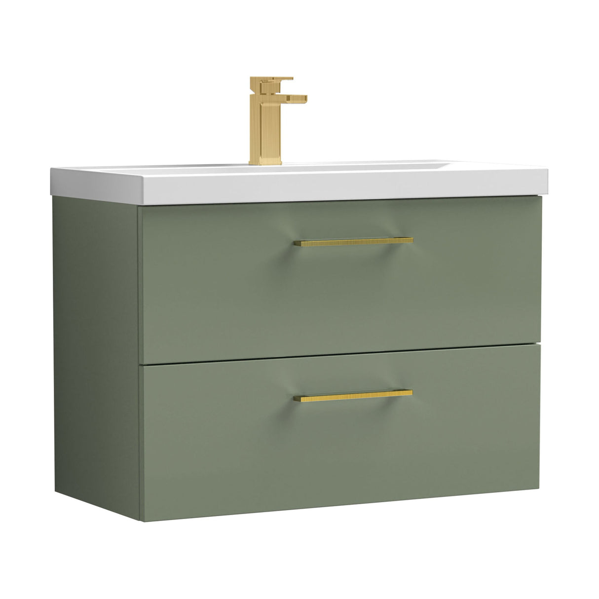[BFLE826AH017] Bramshall Wall Hung 2 Drawer Vanity Unit with Mid-Edge Ceramic Basin - Choice of Colour, Handle Finish and Size - Cutout
