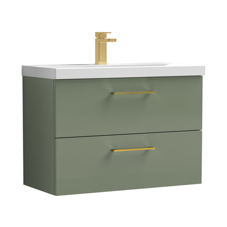 Bramshall Wall Hung 2 Drawer Vanity Unit with Mid-Edge Ceramic Basin - Choice of Colour, Handle Finish and Size