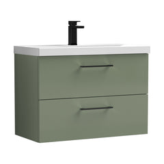 [BFLE826AH018] Bramshall Wall Hung 2 Drawer Vanity Unit with Mid-Edge Ceramic Basin - Choice of Colour, Handle Finish and Size - Cutout