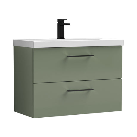 Bramshall Wall Hung 2 Drawer Vanity Unit with Mid-Edge Ceramic Basin - Choice of Colour, Handle Finish and Size