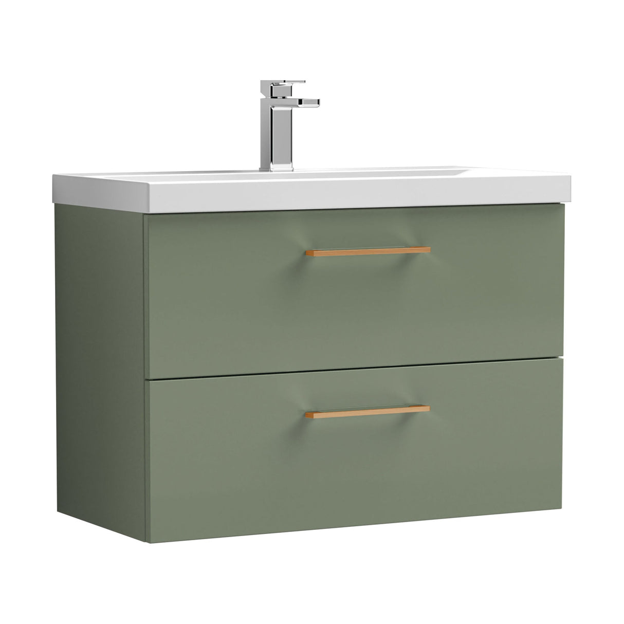 [BFLE826AH019] Bramshall Wall Hung 2 Drawer Vanity Unit with Mid-Edge Ceramic Basin - Choice of Colour, Handle Finish and Size - Cutout