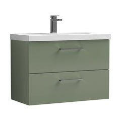 [BFLE826AH716] Bramshall Wall Hung 2 Drawer Vanity Unit with Mid-Edge Ceramic Basin - Choice of Colour, Handle Finish and Size - Cutout