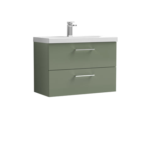 Bramshall Wall Hung 2 Drawer Vanity Unit with Mid-Edge Ceramic Basin - Choice of Colour, Handle Finish and Size