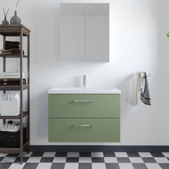 [BFLE826A] Bramshall Wall Hung 2 Drawer Vanity Unit with Mid-Edge Ceramic Basin - Choice of Colour, Handle Finish and Size - Lifestyle 1