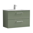 [BFLE826B] Balterley  Contemporary Bathroom 2 Soft Close Drawer & Minimalist Wall Hung Vanity Unit Basin, Satin Green, 800mm - Cutout