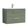 [BFLE826G] Balterley  Modern Bathroom 2 Soft Close Drawer Wall Hung Vanity Unit & Curved Basin, Satin Green, 800mm - Cutout