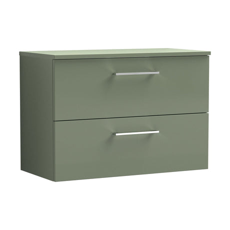 [BFLE826W] Bramshall Contemporary 2 Soft Close Drawer Wall Hung Vanity Unit with Worktop, Choice of Size and Colour - Cutout