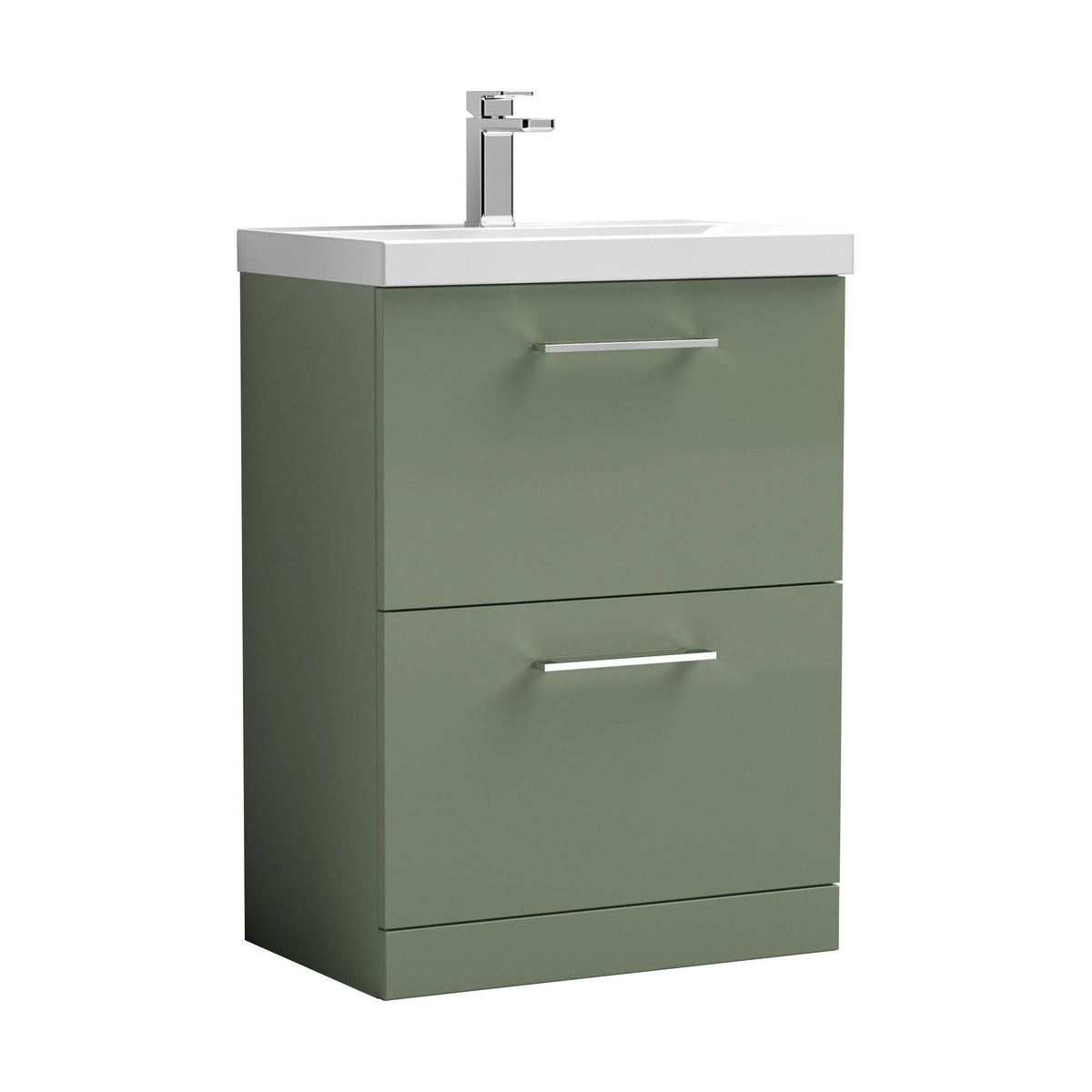 [BFLE833A] Bramshall Contemporary 2 Drawer Floor Standing Vanity Unit, Choice of Size, Colour and Basin - Cutout