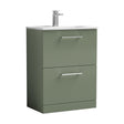 [BFLE833B] Balterley  Contemporary Bathroom 2 Soft Close Drawer & Minimalist Floor Standing Vanity Unit Basin, Satin Green, 600mm - Cutout