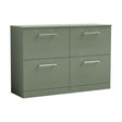 [BFLE833W2] Balterley Level Modern Bathroom 4 Drawer Floor Standing Vanity Unit with Worktop & Handles, Satin Green, 1205 mm - Cutout