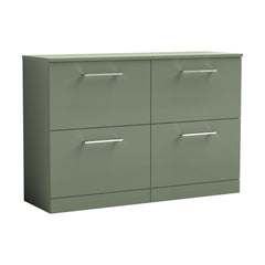 [BFLE833W2] Balterley Level Modern Bathroom 4 Drawer Floor Standing Vanity Unit with Worktop & Handles, Satin Green, 1205 mm - Cutout