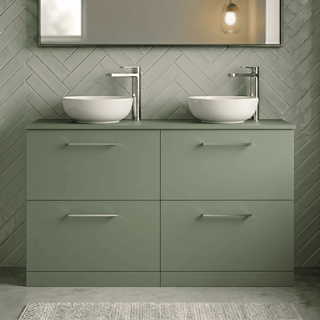 [BFLE833W2] Bramshall Contemporary 4 Drawer Floor Standing Vanity Unit with Worktop, 1200mm, Choice of Colour - Silo