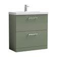 [BFLE835A] Balterley Modern Bathroom 2 Soft-Close Drawer Floor Standing Vanity Unit with Mid-Edge Basin, Satin Green, 800 mm - Cutout