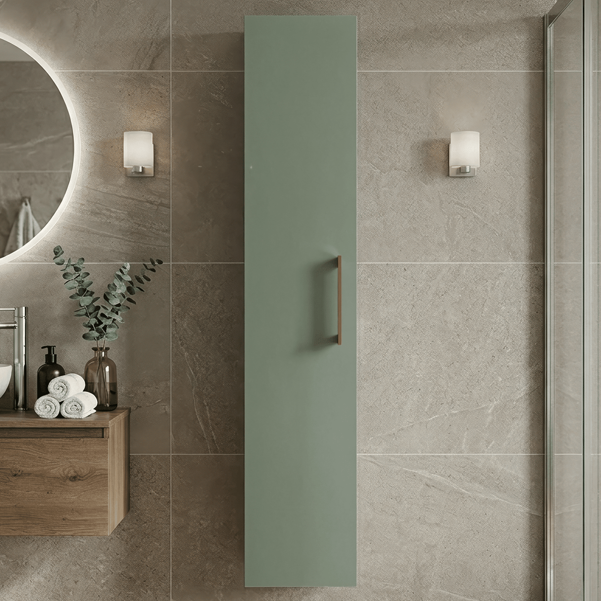 [BFLE861H019] Bramshall 300mm Wall Hung 1 Door Tall Unit – Choice of Colour and Handle Finish - Silo