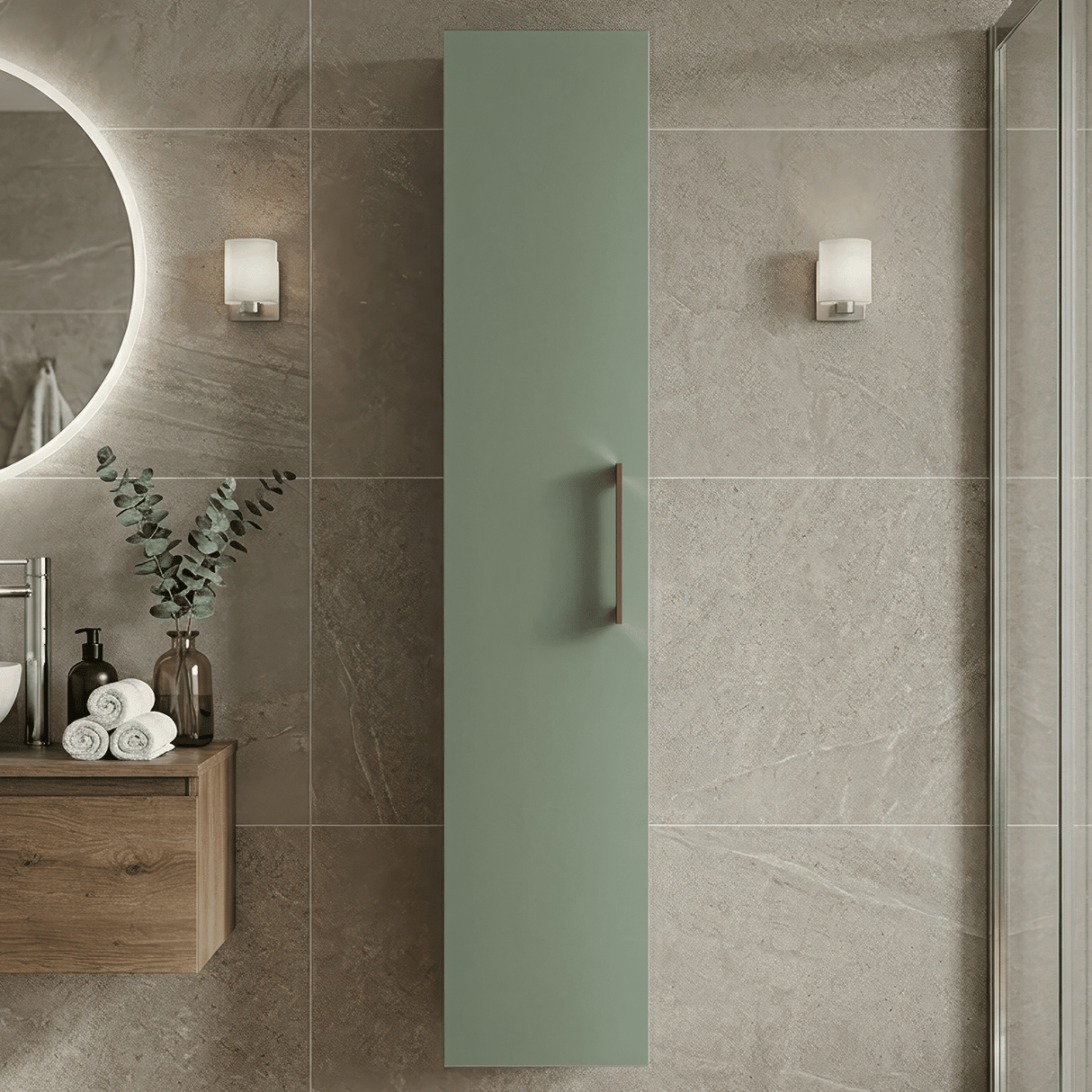 [BFLE861H1516] Bramshall 300mm Wall Hung 1 Door Tall Unit – Choice of Colour and Handle Finish - Silo