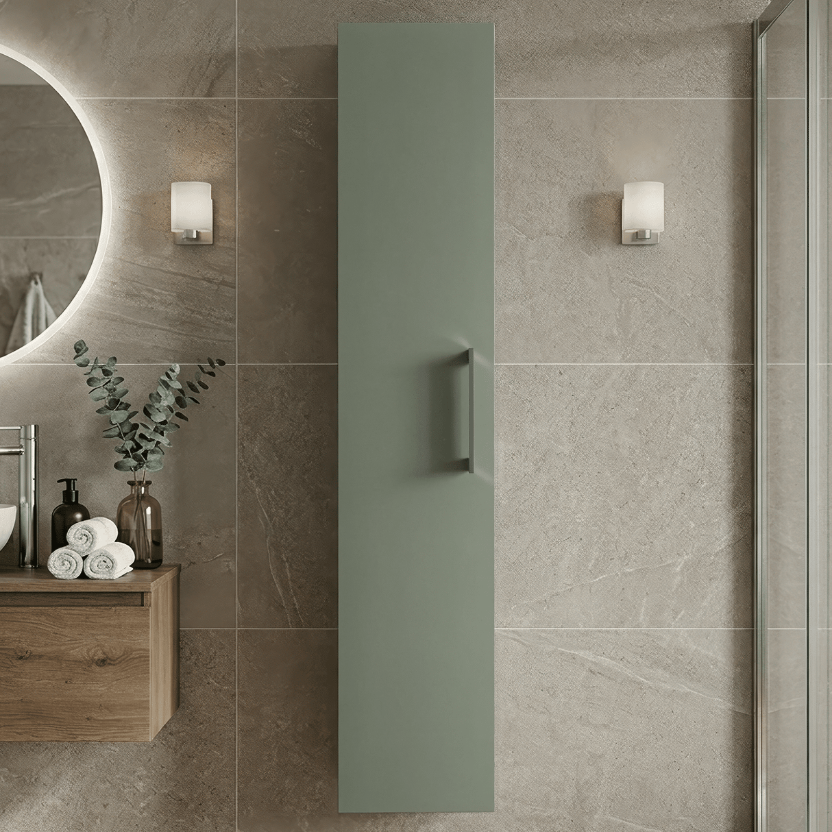 [BFLE861H716] Bramshall 300mm Wall Hung 1 Door Tall Unit – Choice of Colour and Handle Finish - Silo