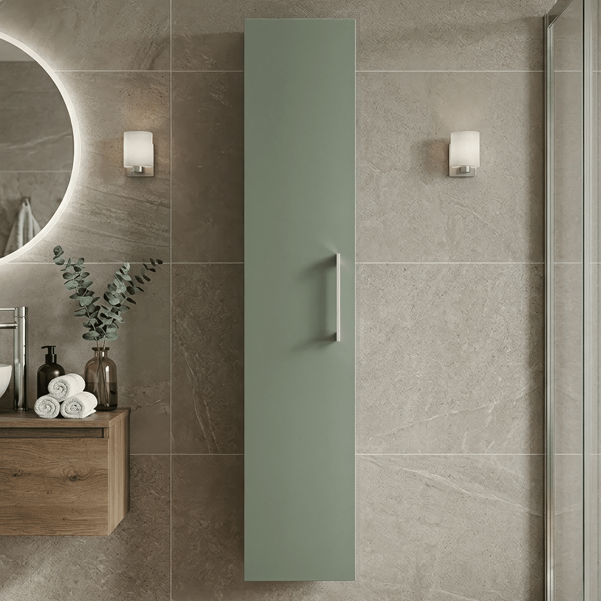 [BFLE861] Bramshall 300mm Wall Hung 1 Door Tall Unit – Choice of Colour and Handle Finish - Silo