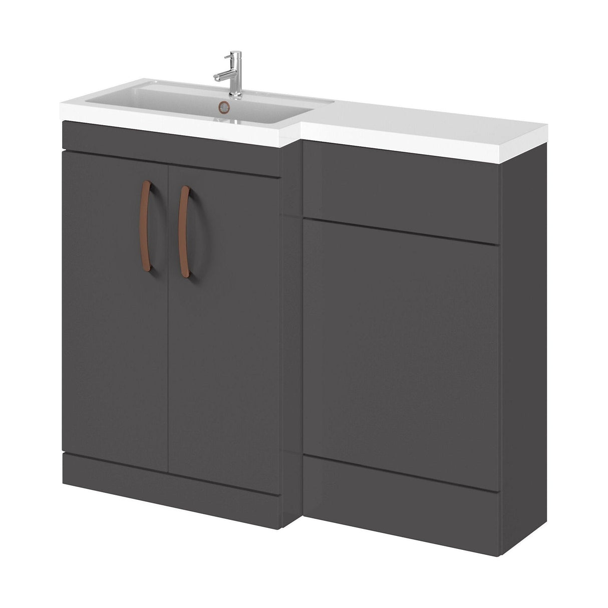 [BFLE911LH019] Bramshall Combination Vanity Unit with Basin & WC, Left Hand, 1100mm x 390mm - Choice of Colour and Handle Finish - Cutout