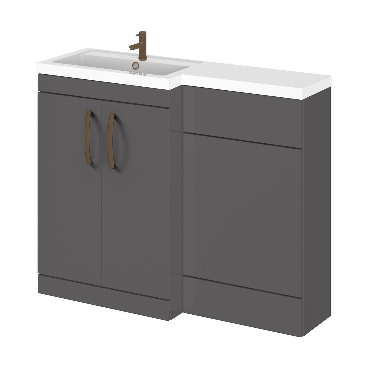 [BFLE911LH1516] Bramshall Combination Vanity Unit with Basin & WC, Left Hand, 1100mm x 390mm - Choice of Colour and Handle Finish - Cutout