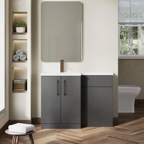 [BFLE911LH1516] Bramshall Combination Vanity Unit with Basin & WC, Left Hand, 1100mm x 390mm - Choice of Colour and Handle Finish - Lifestyle 1