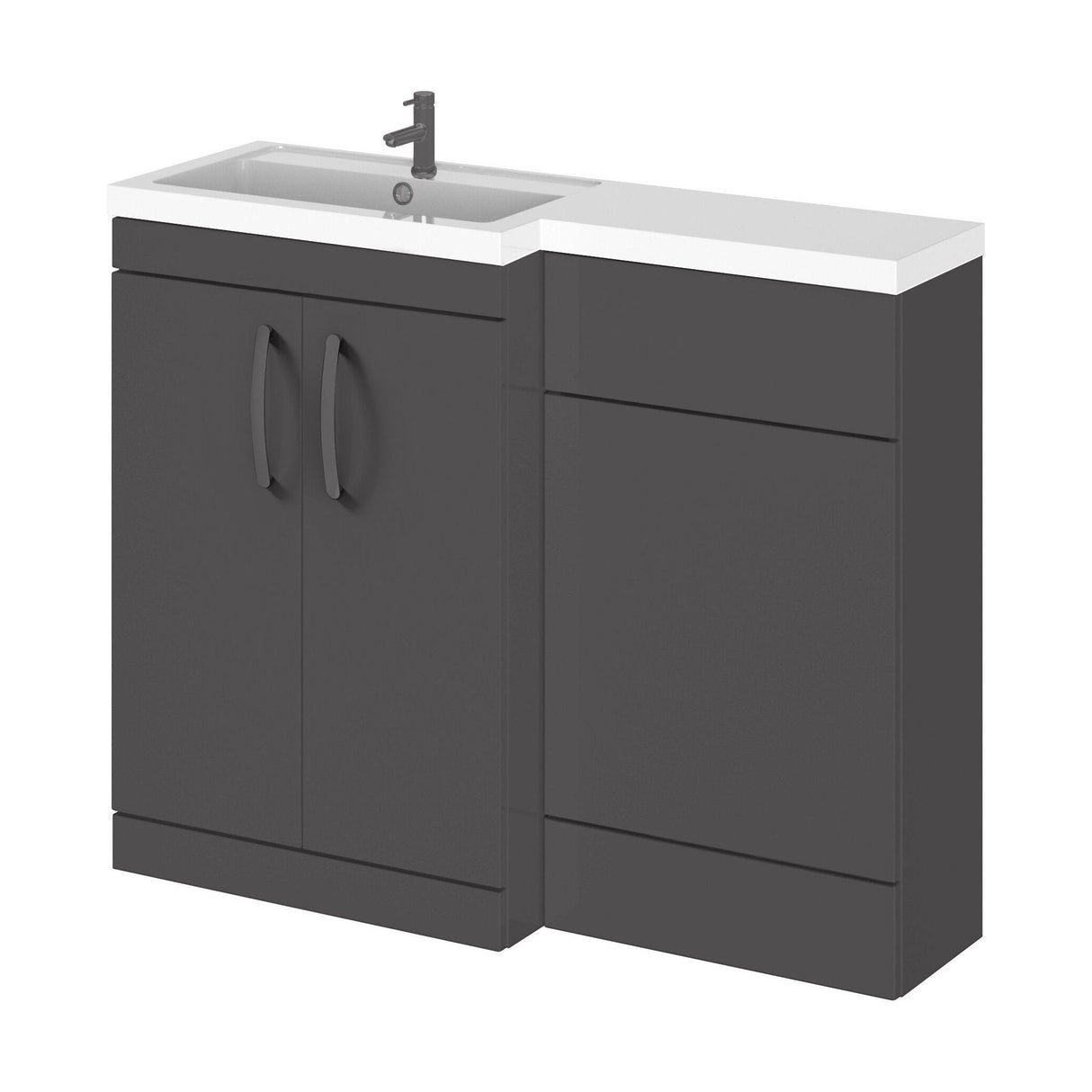 [BFLE911LH716] Bramshall Combination Vanity Unit with Basin & WC, Left Hand, 1100mm x 390mm - Choice of Colour and Handle Finish - Cutout