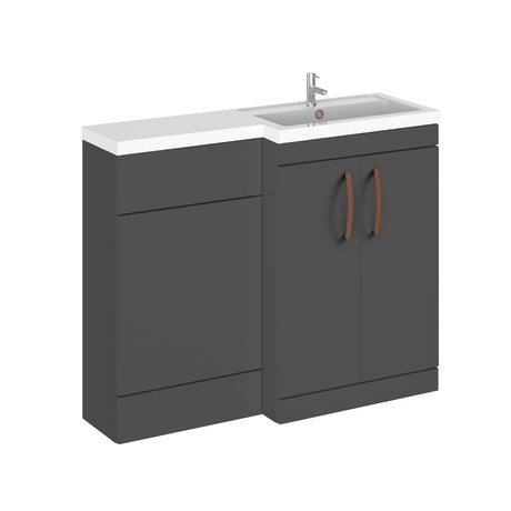 Bathroom Vanity Unit with Basin & WC, Right Hand, 1100mm x 390mm - Choice of Colour