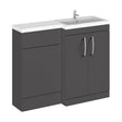 [BFLE911R] Balterley Right-Hand Bathroom Vanity and WC Unit Combination with Basin - 1100mm - Gloss Grey with Chrome Handles - Cutout