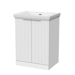 [BFLF103H] Callingwood Contemporary Floor Standing 2 Door Vanity Unit with Traditional 0 Tap Hole Fireclay Basin, Choice of Size and Colour - Cutout