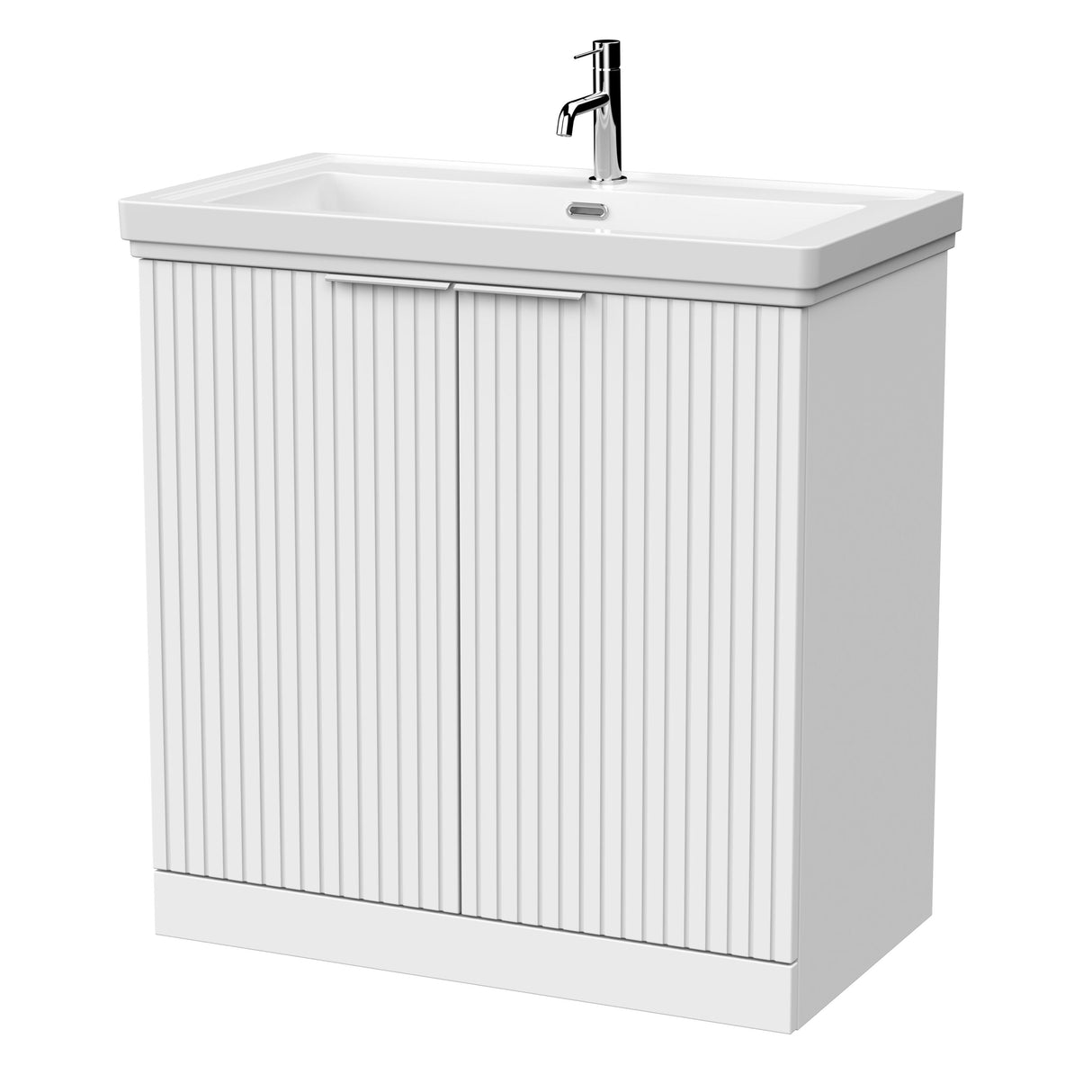 [BFLF105A] Callingwood Contemporary Floor Standing 2 Door Vanity Unit with Traditional 1 Tap Hole Fireclay Basin, Choice of Size and Colour - Cutout