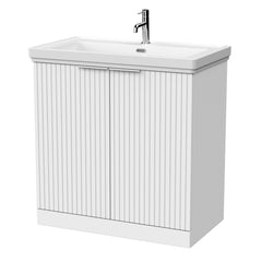 [BFLF105A] Callingwood Contemporary Floor Standing 2 Door Vanity Unit with Traditional 1 Tap Hole Fireclay Basin, Choice of Size and Colour - Cutout