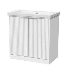 [BFLF105H] Callingwood Contemporary Floor Standing 2 Door Vanity Unit with Traditional 0 Tap Hole Fireclay Basin, Choice of Size and Colour - Cutout