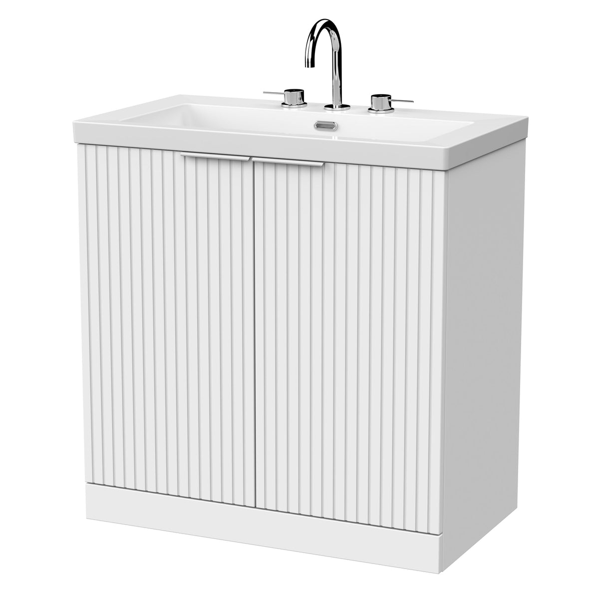 [BFLF105M] Callingwood Contemporary Floor Standing 2 Door Vanity Unit with 3 Tap Hole Fireclay Basin, Choice of Size and Colour - Cutout