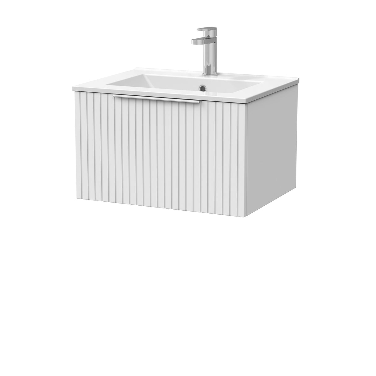 [BFLF122C] Callingwood Contemporary Wall Hung 1 Drawer Vanity Unit with Minimalist Ceramic Basin, Choice of Size and Colour - Cutout