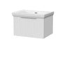 [BFLF122H] Callingwood Contemporary Wall Hung 1 Drawer Vanity Unit with Traditional 0 Tap Hole Fireclay Basin, Choice of Size and Colour - Cutout