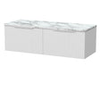 [BFLF122LCM2] Callingwood Contemporary Wall Hung 2 Drawer 1200mm Vanity Unit with Carrera Marble Laminate Worktop, Choice of Colour - Cutout