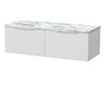 [BFLF122LCM2] Callingwood Contemporary Wall Hung 2 Drawer 1200mm Vanity Unit with Carrera Marble Laminate Worktop, Choice of Colour - Cutout