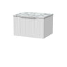 [BFLF122LCM] Callingwood Contemporary Wall Hung 1 Drawer Vanity Unit with Carrera Marble Laminate Worktop, Choice of Size and Colour - Cutout