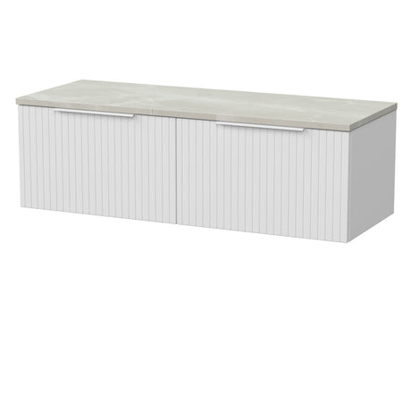 [BFLF122LMP2] Callingwood Contemporary Wall Hung 2 Drawer 1200mm Vanity Unit with Marble Plaster Laminate Worktop, Choice of Colour - Cutout