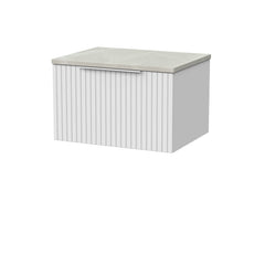 [BFLF122LMP] Callingwood Contemporary Wall Hung 1 Drawer Vanity Unit with Marble Plaster Laminate Worktop, Choice of Size and Colour - Cutout
