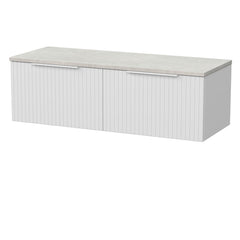 [BFLF122LSWG2] Callingwood Contemporary Wall Hung 2 Drawer 1200mm Vanity Unit with White Sparkle Laminate Worktop, Choice of Colour - Cutout